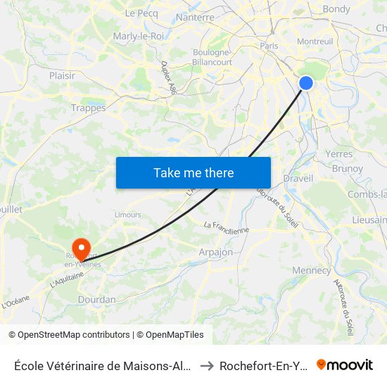 École Vétérinaire de Maisons-Alfort - Métro to Rochefort-En-Yvelines map