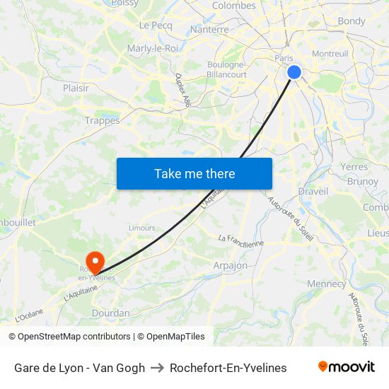 Gare de Lyon - Van Gogh to Rochefort-En-Yvelines map