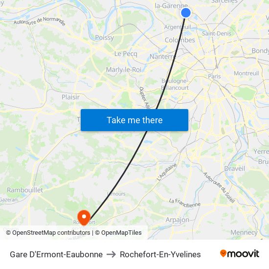 Gare D'Ermont-Eaubonne to Rochefort-En-Yvelines map