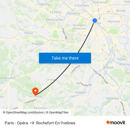 Paris - Opéra to Rochefort-En-Yvelines map