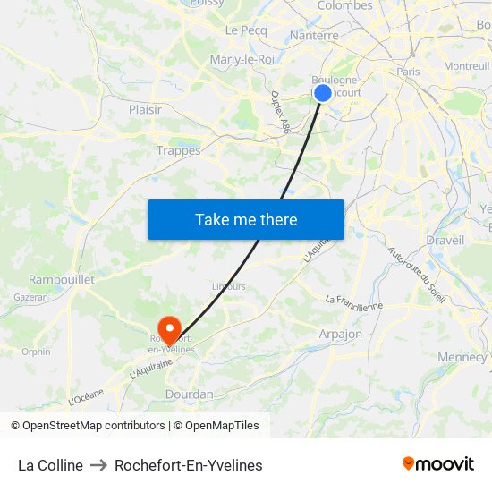 La Colline to Rochefort-En-Yvelines map