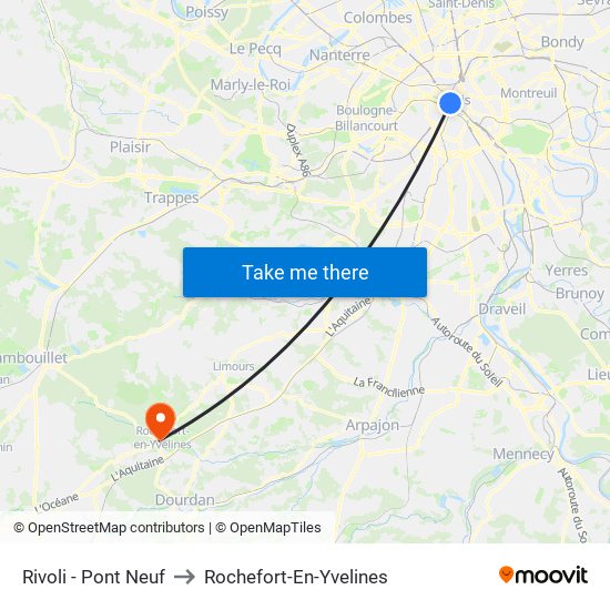 Rivoli - Pont Neuf to Rochefort-En-Yvelines map