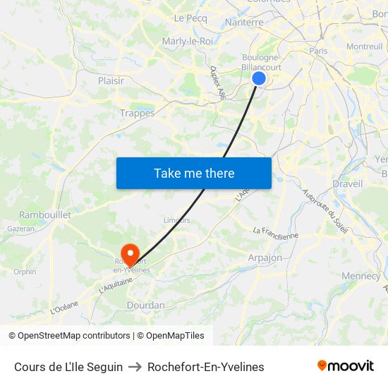 Cours de L'Ile Seguin to Rochefort-En-Yvelines map