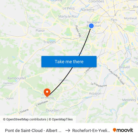 Pont de Saint-Cloud - Albert Kahn to Rochefort-En-Yvelines map