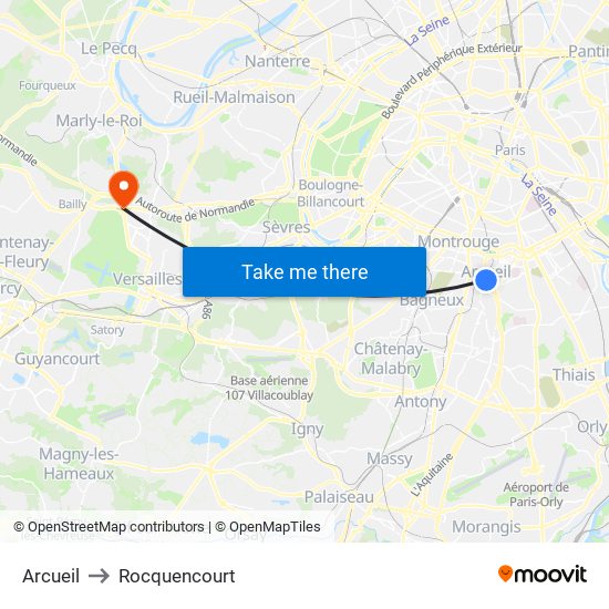 Arcueil to Rocquencourt map