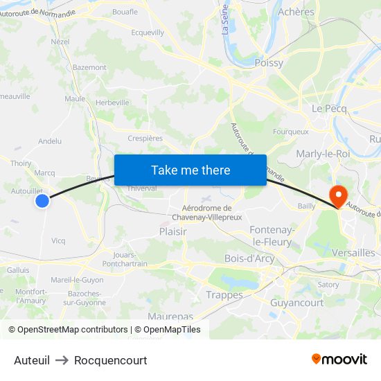 Auteuil to Rocquencourt map