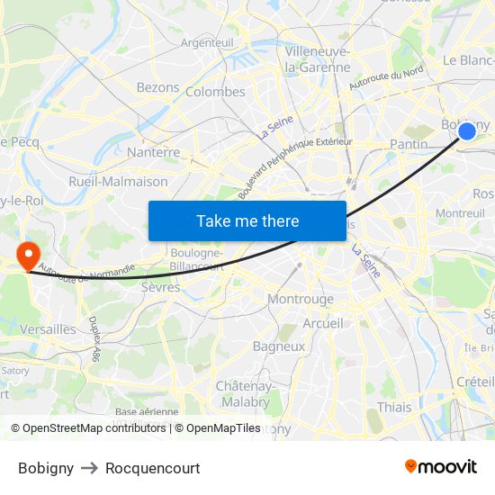 Bobigny to Rocquencourt map