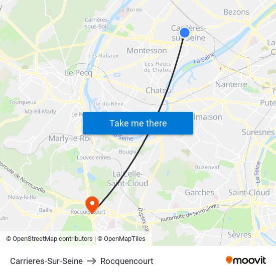 Carrieres-Sur-Seine to Rocquencourt map