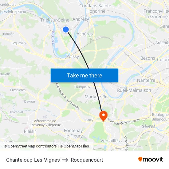Chanteloup-Les-Vignes to Rocquencourt map