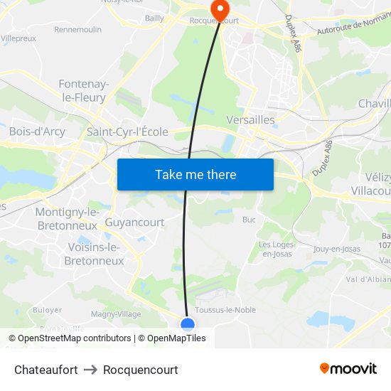 Chateaufort to Rocquencourt map