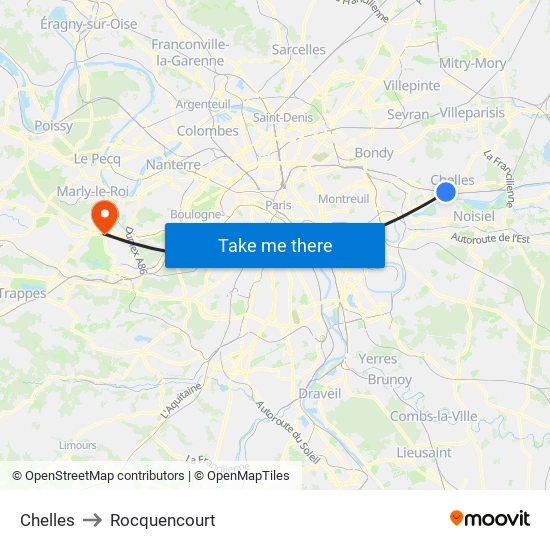 Chelles to Rocquencourt map