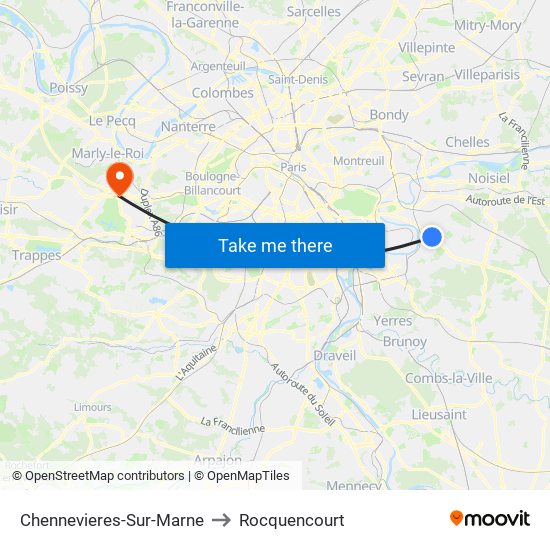 Chennevieres-Sur-Marne to Rocquencourt map