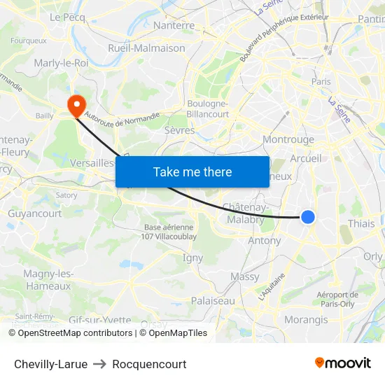 Chevilly-Larue to Rocquencourt map
