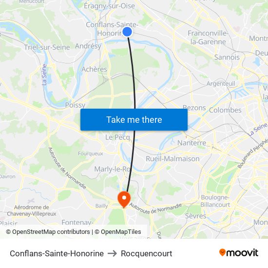 Conflans-Sainte-Honorine to Rocquencourt map