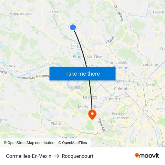 Cormeilles-En-Vexin to Rocquencourt map