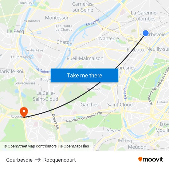 Courbevoie to Rocquencourt map