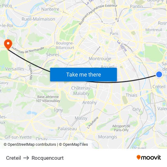 Creteil to Rocquencourt map