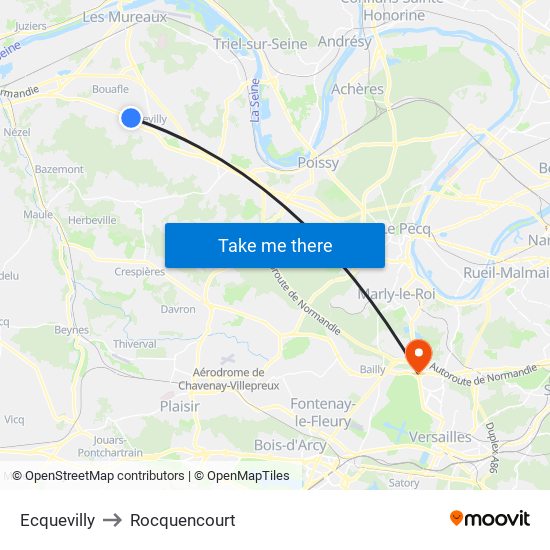 Ecquevilly to Rocquencourt map