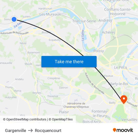 Gargenville to Rocquencourt map