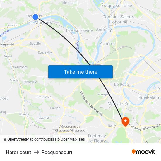 Hardricourt to Rocquencourt map
