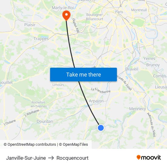 Janville-Sur-Juine to Rocquencourt map