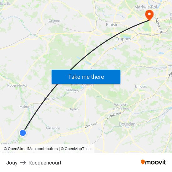 Jouy to Rocquencourt map