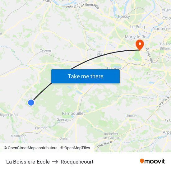 La Boissiere-Ecole to Rocquencourt map