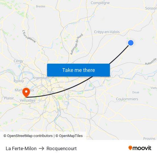 La Ferte-Milon to Rocquencourt map