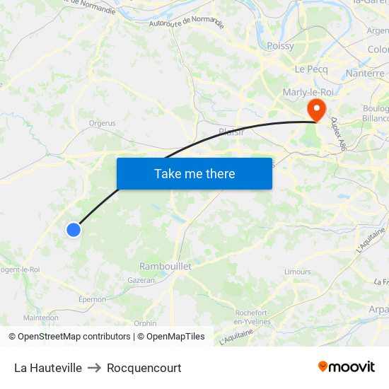 La Hauteville to Rocquencourt map