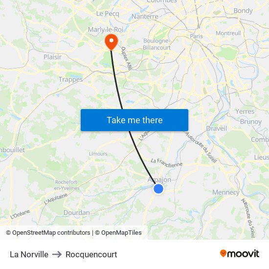 La Norville to Rocquencourt map