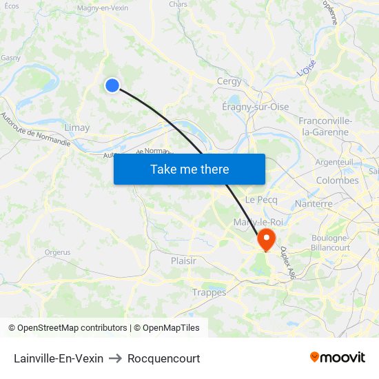 Lainville-En-Vexin to Rocquencourt map