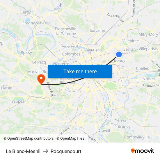 Le Blanc-Mesnil to Rocquencourt map