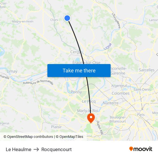 Le Heaulme to Rocquencourt map