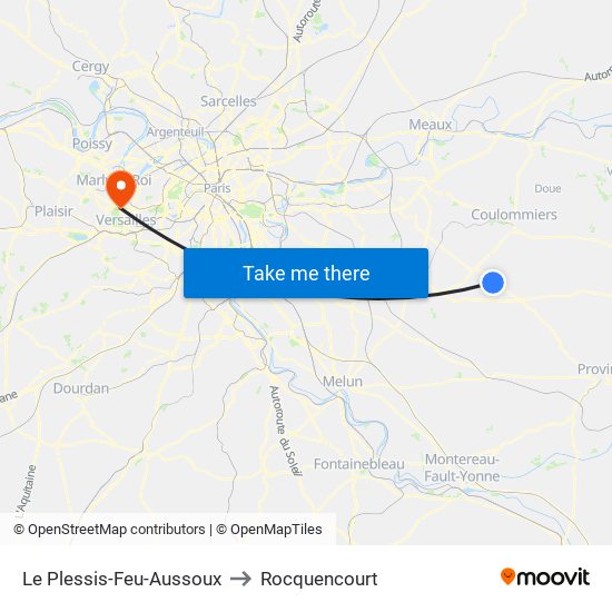 Le Plessis-Feu-Aussoux to Rocquencourt map