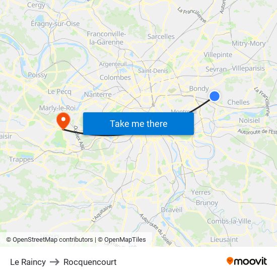 Le Raincy to Rocquencourt map