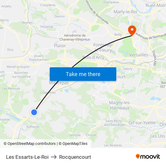 Les Essarts-Le-Roi to Rocquencourt map