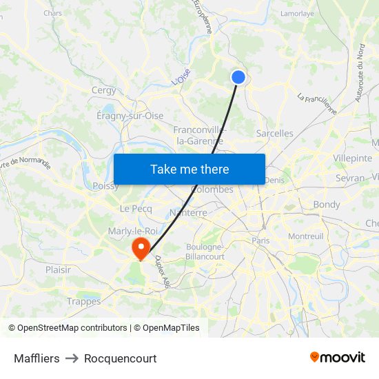Maffliers to Rocquencourt map