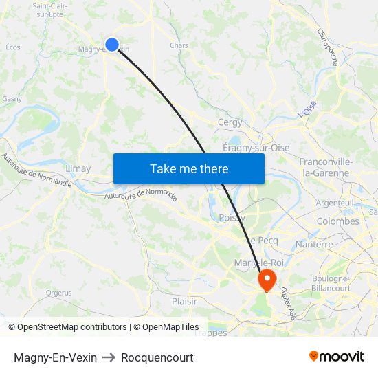 Magny-En-Vexin to Rocquencourt map