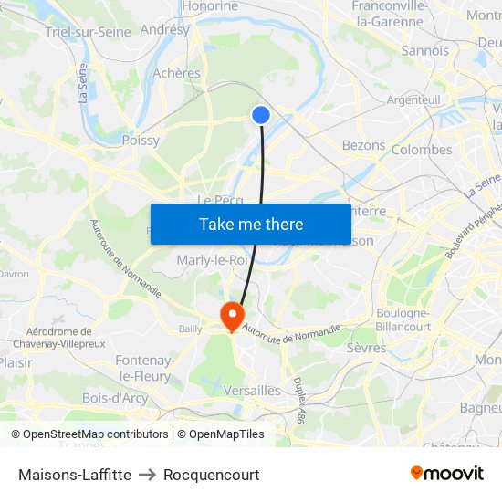 Maisons-Laffitte to Rocquencourt map