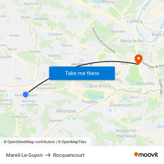 Mareil-Le-Guyon to Rocquencourt map