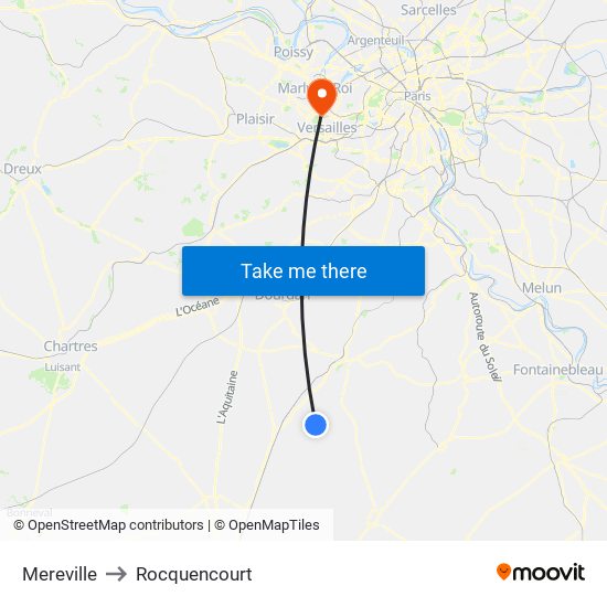 Mereville to Rocquencourt map