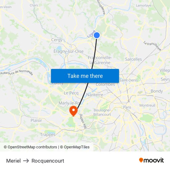 Meriel to Rocquencourt map