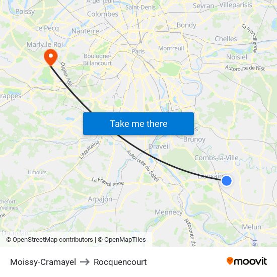 Moissy-Cramayel to Rocquencourt map
