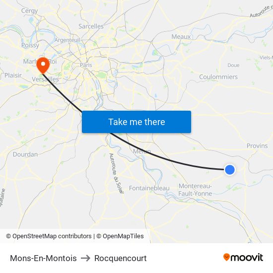 Mons-En-Montois to Rocquencourt map