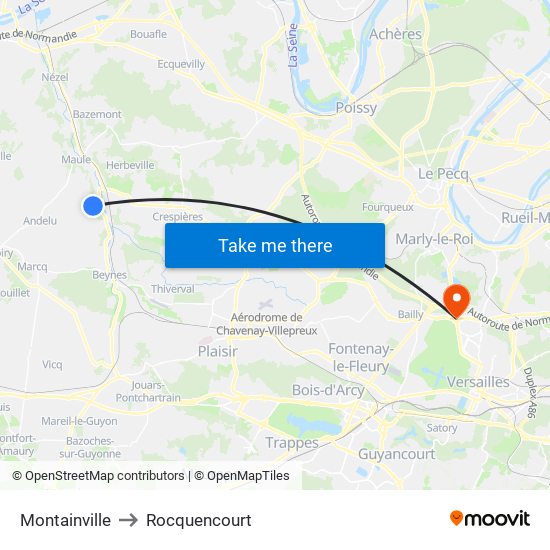 Montainville to Rocquencourt map