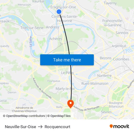 Neuville-Sur-Oise to Rocquencourt map