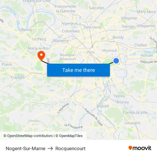 Nogent-Sur-Marne to Rocquencourt map