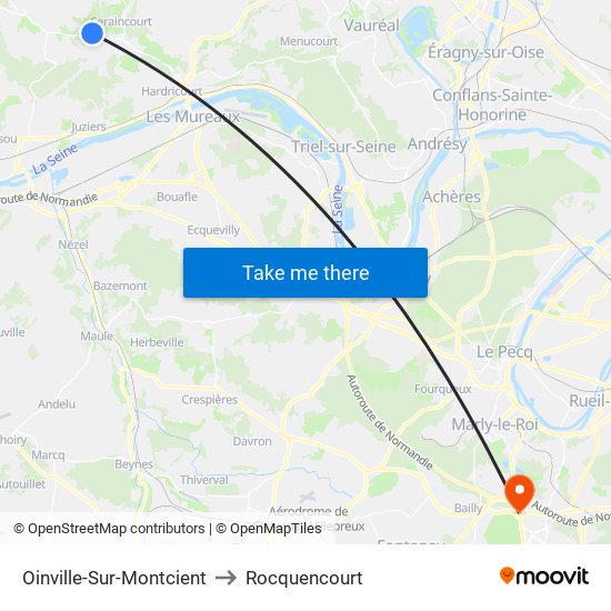 Oinville-Sur-Montcient to Rocquencourt map