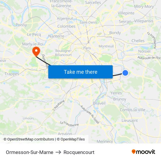 Ormesson-Sur-Marne to Rocquencourt map