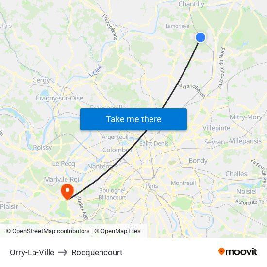 Orry-La-Ville to Rocquencourt map
